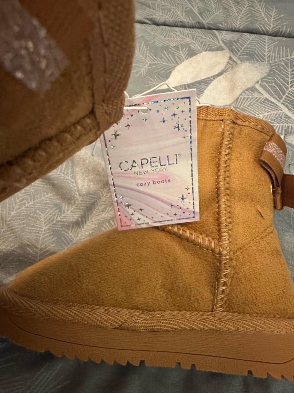 NWTS Capelli New York Cozy Booties in Chestnut Sz 5 Faux Suede Faux Fur - Picture 8 of 9